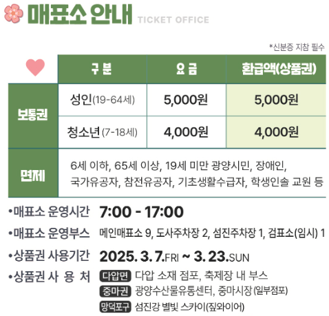 광양매화축제 입장료